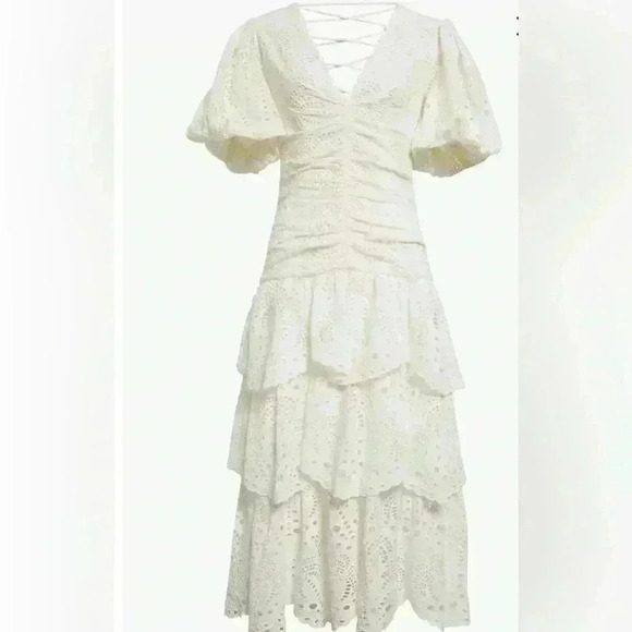 NWT Farm Rio Eyelet Cotton Lace-Up Midi-Dress size M - Picture 5 of 10